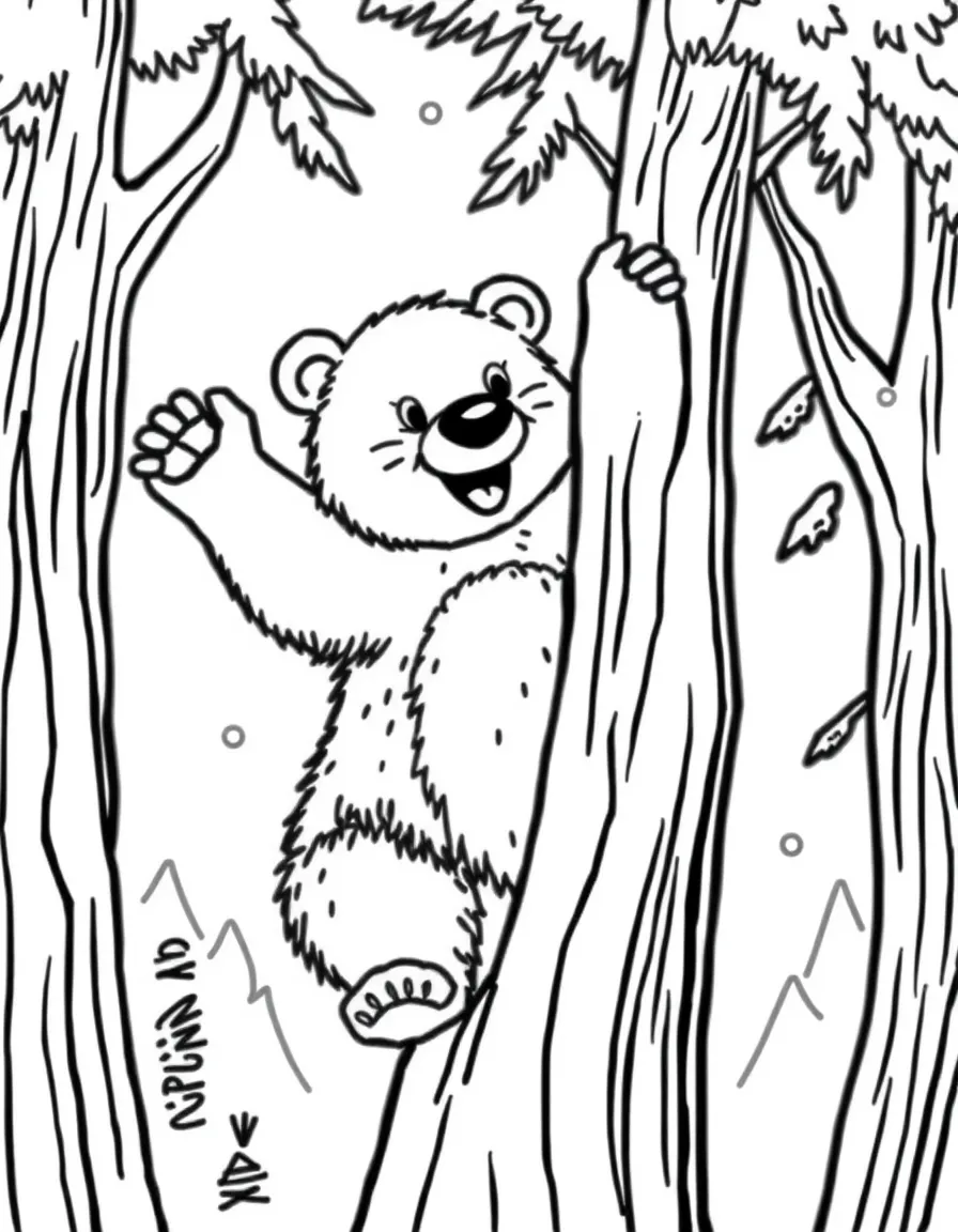 A happy bear climbing a tree in Alaska.