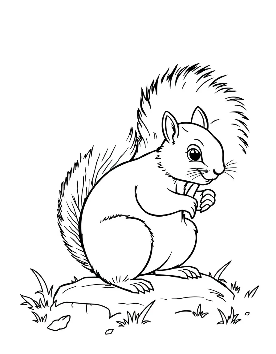 A playful squirrel with a big bushy tail in North Carolina.