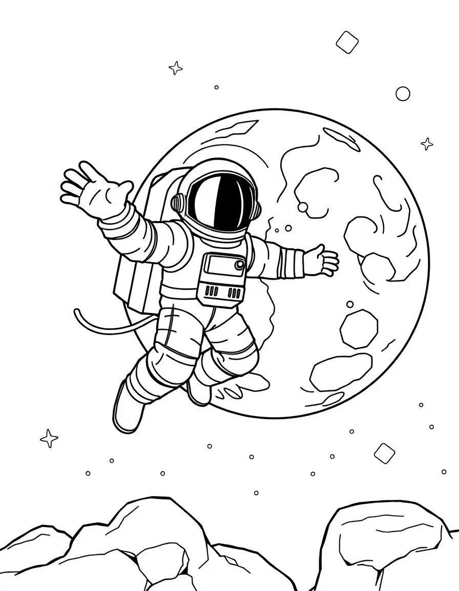 A brave astronaut waving from the moon with the Earth in the background in Alabama.
