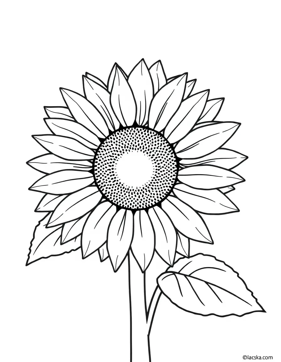 A cheerful sunflower with a bright yellow face and green leaves in Kansas.