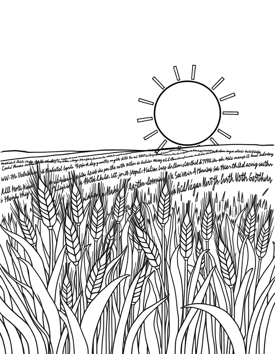 A smiling wheat field with a big sun in North Dakota.