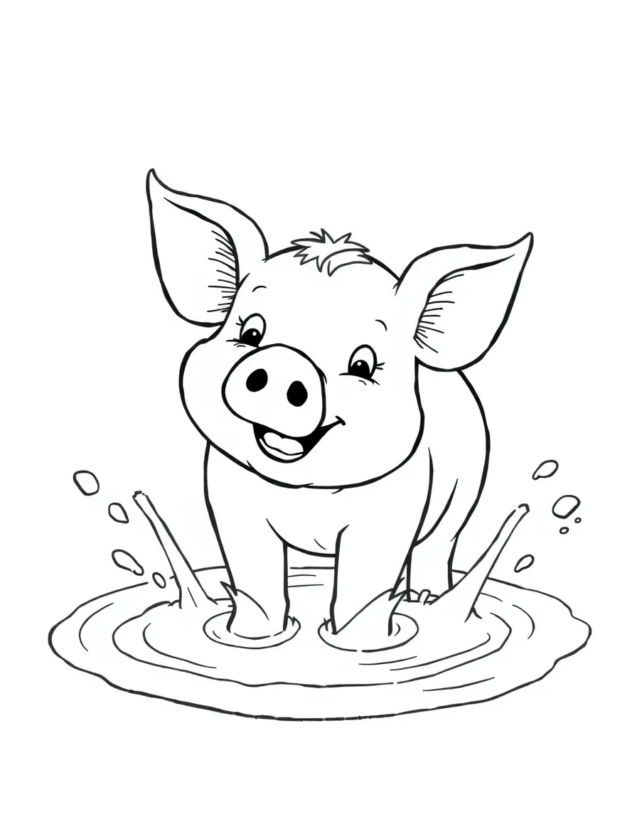 A happy pig in a mud puddle, splashing happily in Arkansas.