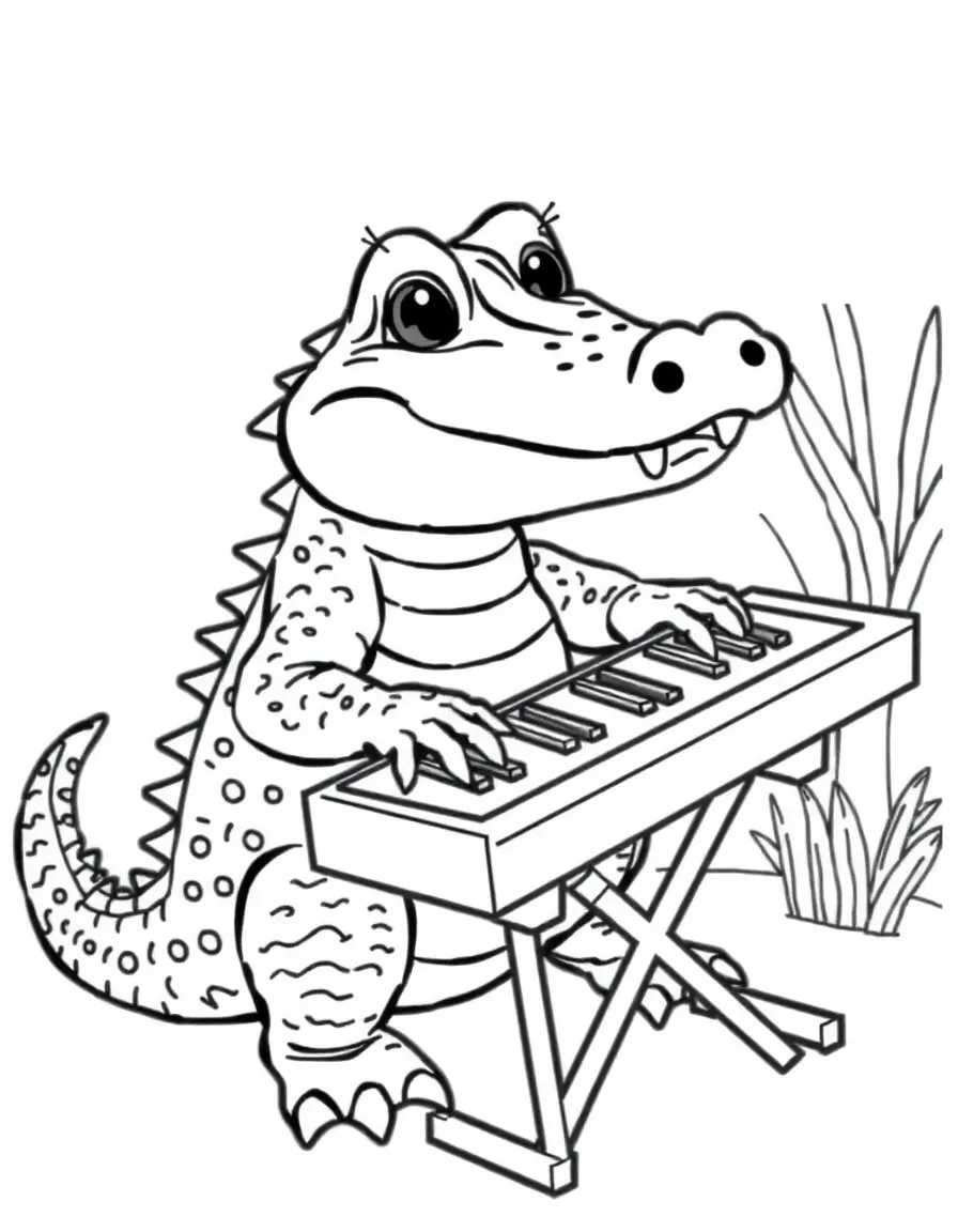 A cute little alligator playing the keyboard in Louisiana.