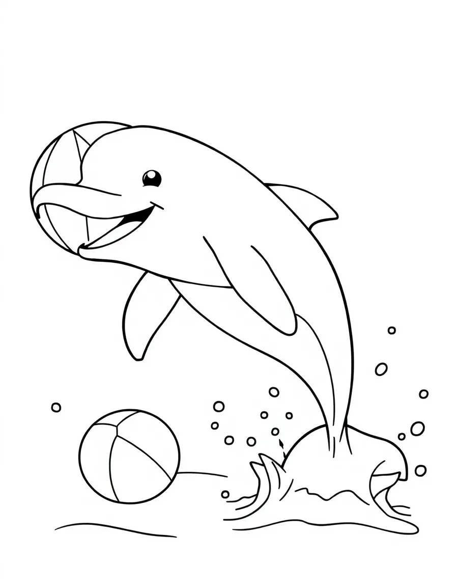 A joyful dolphin playing with a beach ball in Florida.