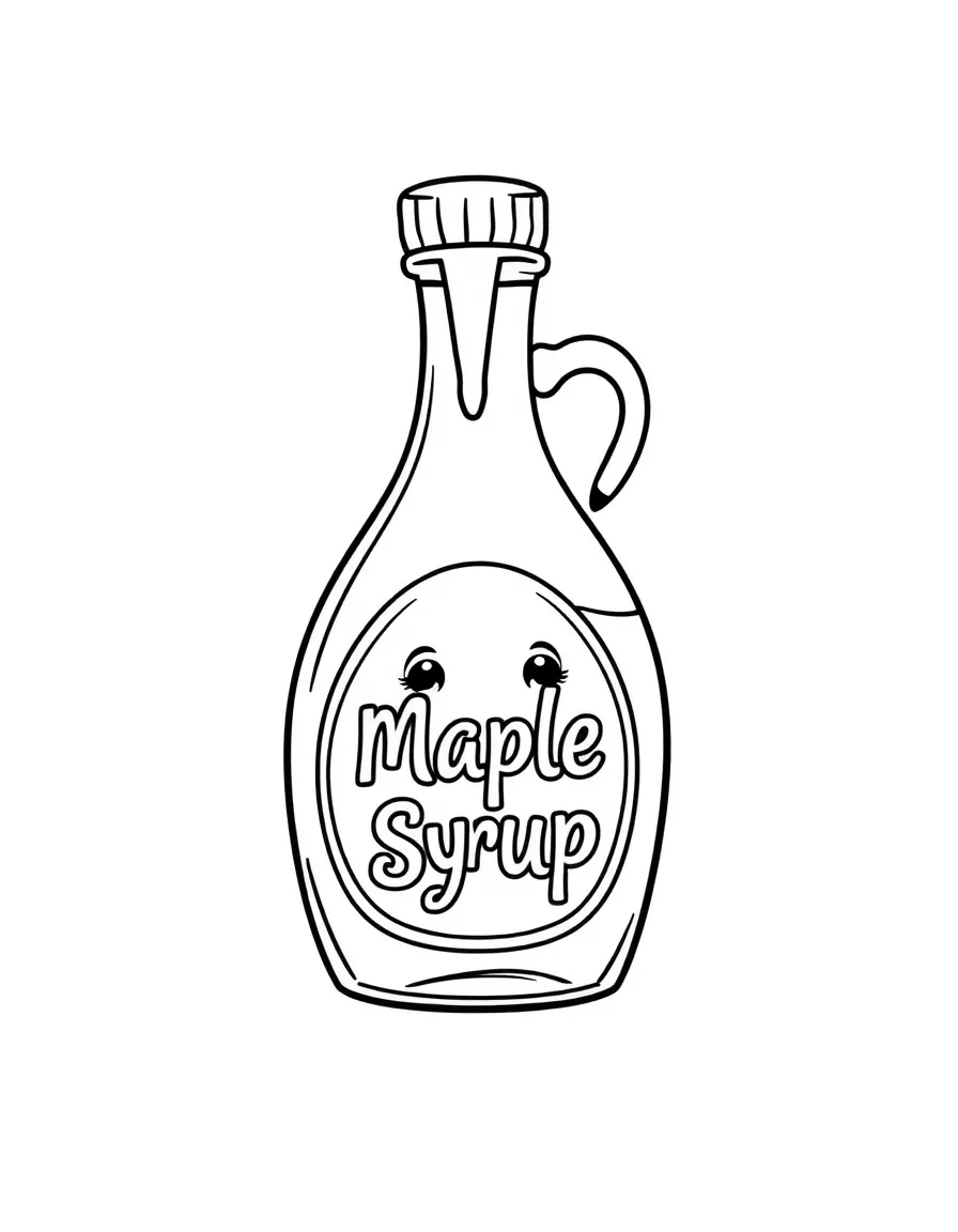 A cute maple syrup bottle with a happy face, ready to pour in Vermont.