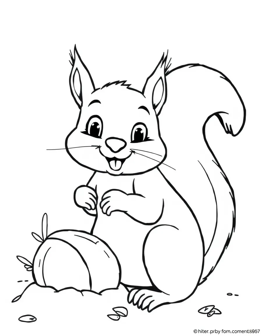 A playful squirrel with a nut, looking ready to bury it in North Carolina.