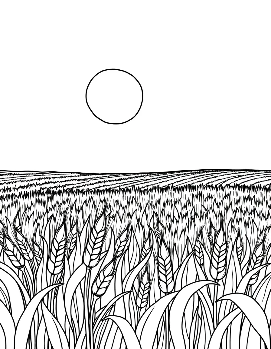 A smiling wheat field with a big, round sun in North Dakota.