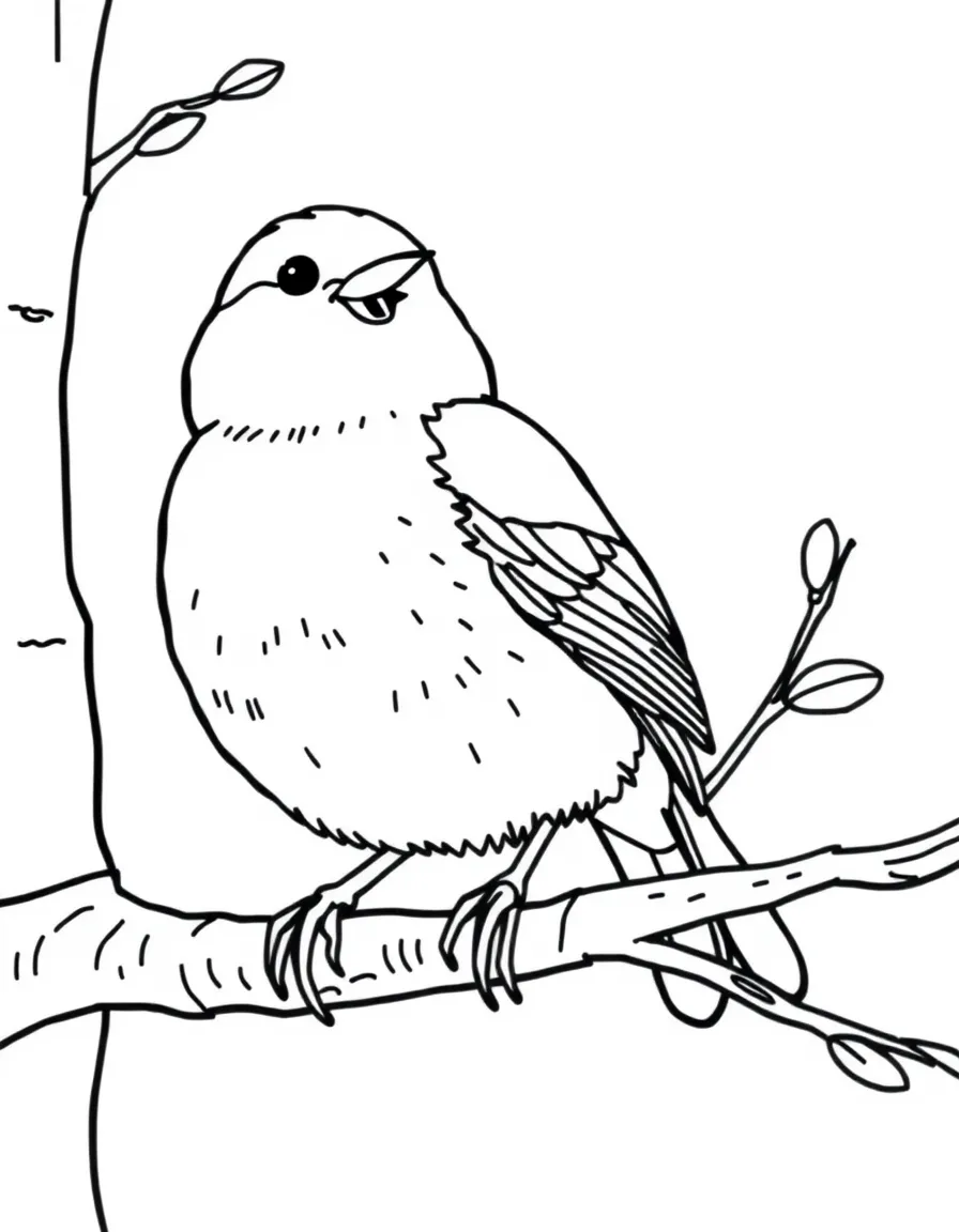 A friendly robin perched on a branch, singing happily in Michigan.