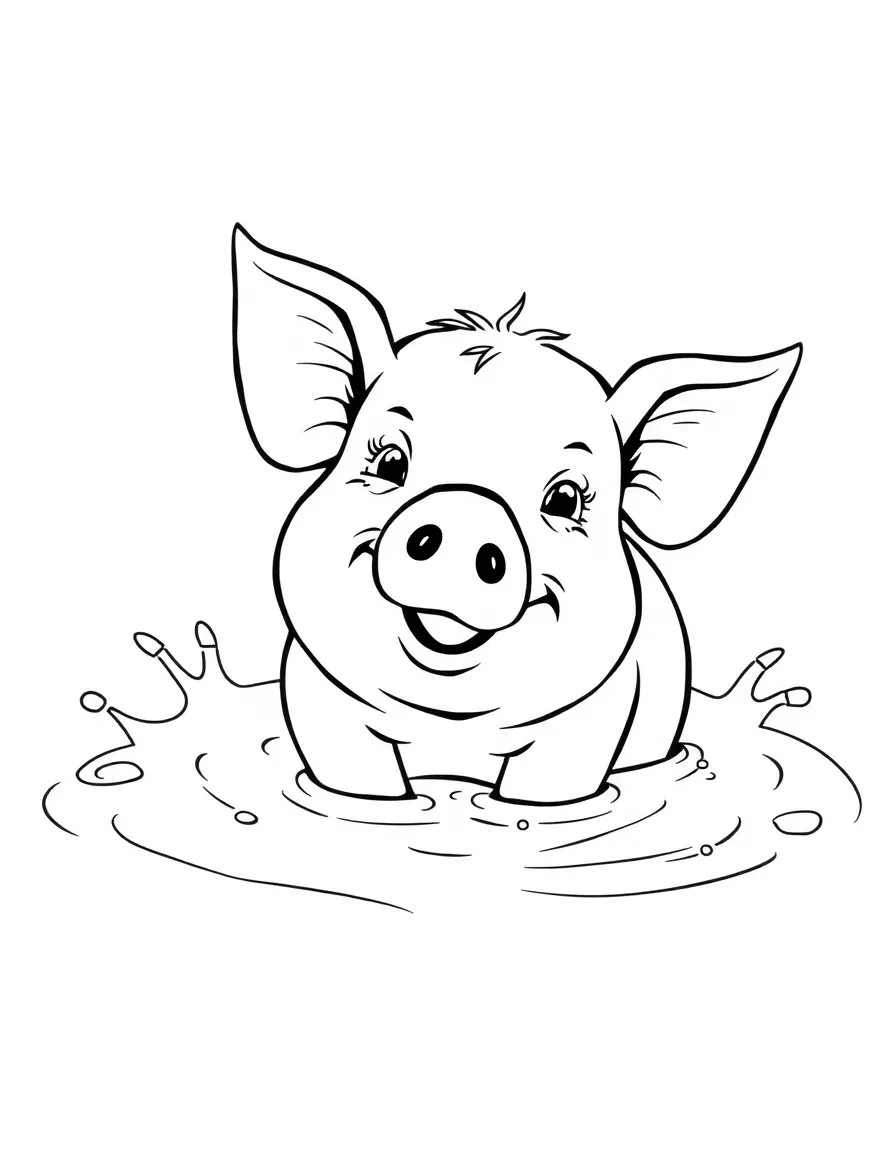 A happy pig in a mud bath, looking very content in Arkansas.