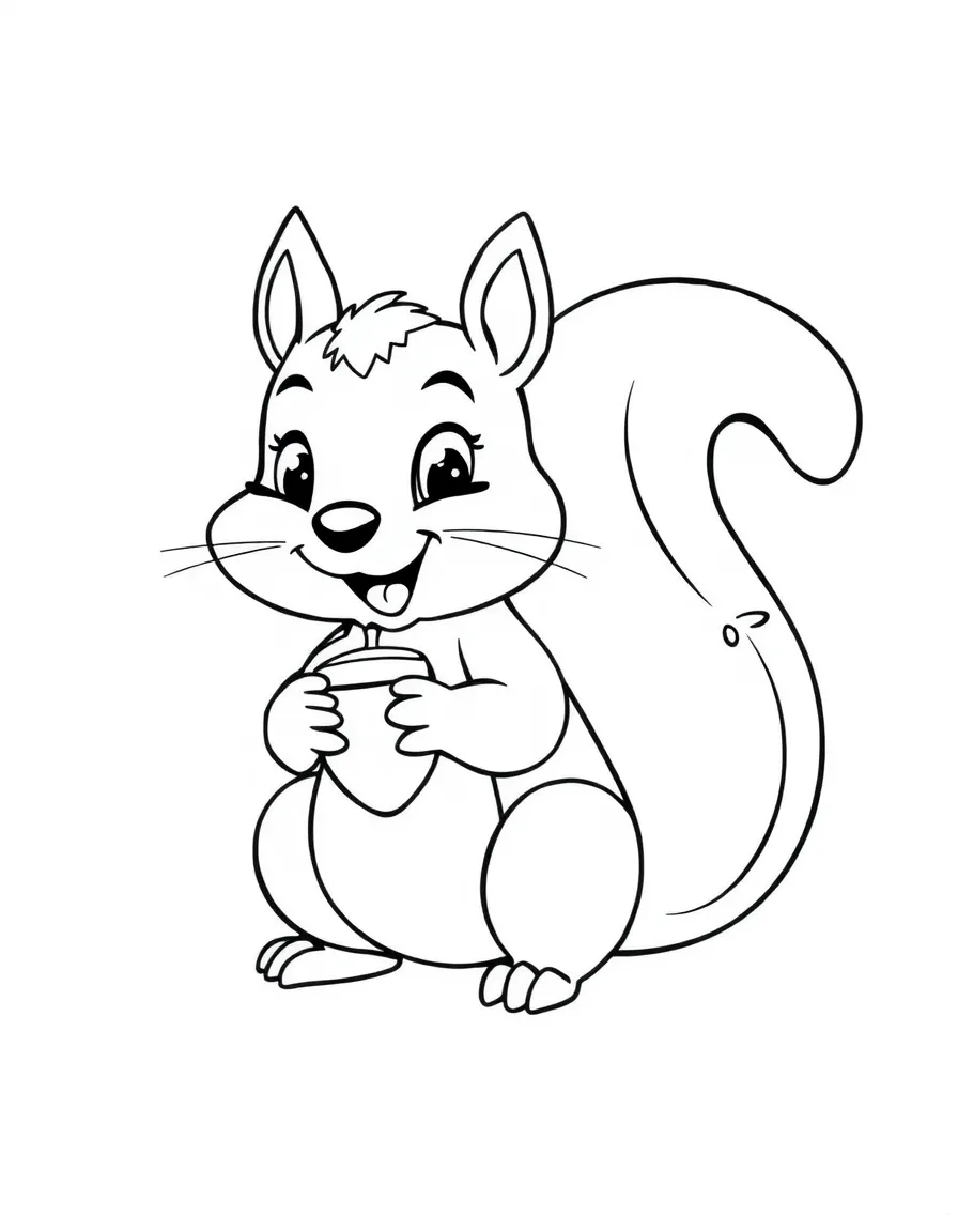 A friendly squirrel holding an acorn and looking playful in Ohio.