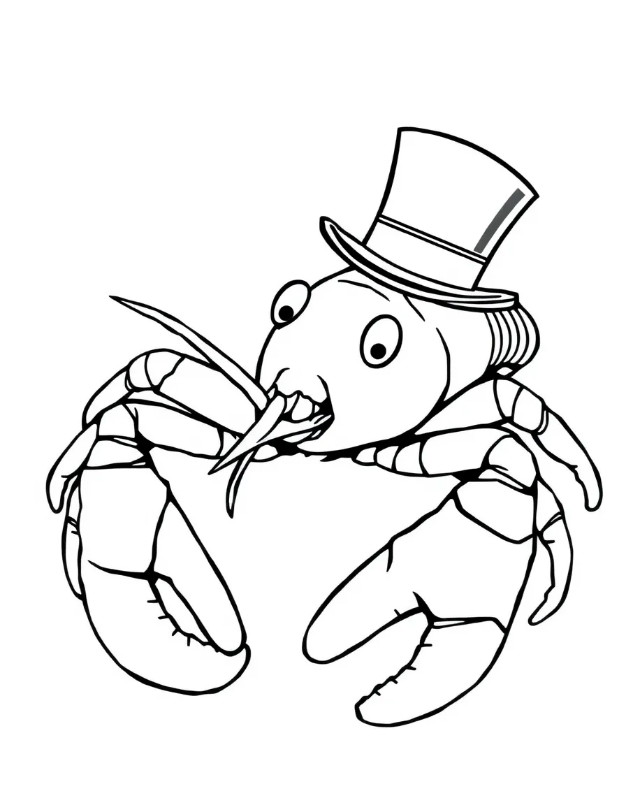 A friendly lobster wearing a tiny top hat in Maine.
