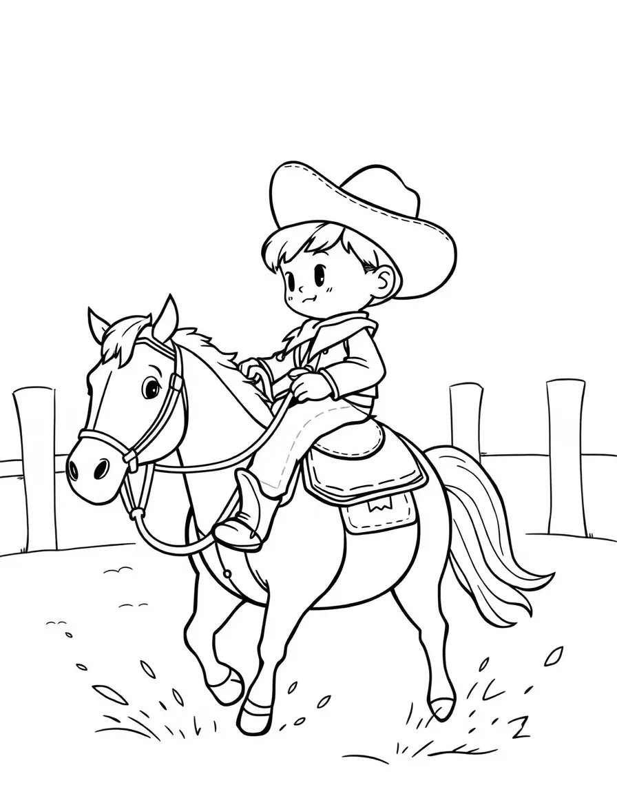 A tiny cowboy riding a horse in a rodeo with a determined look in South Dakota.