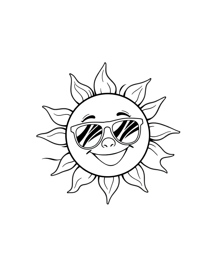 A smiling sun wearing sunglasses