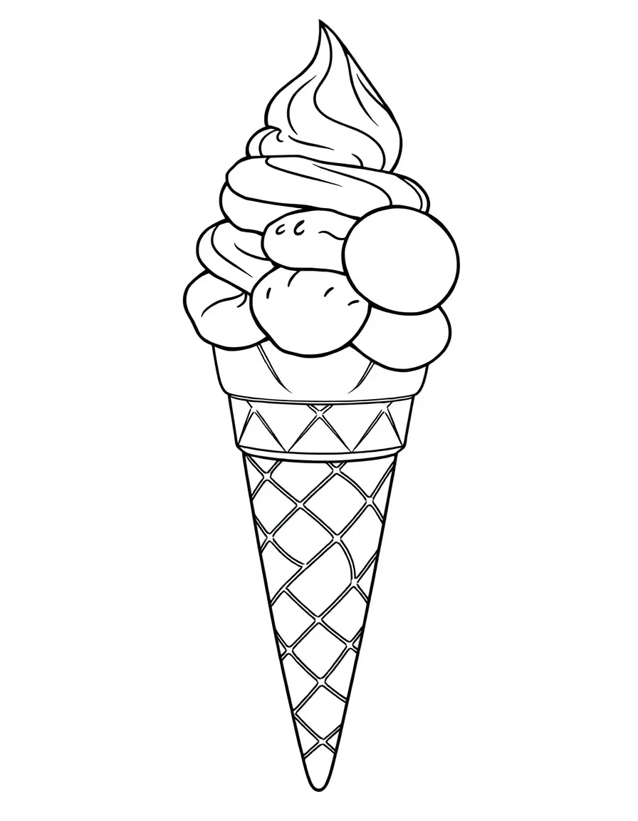 A big ice cream cone with lots of scoops