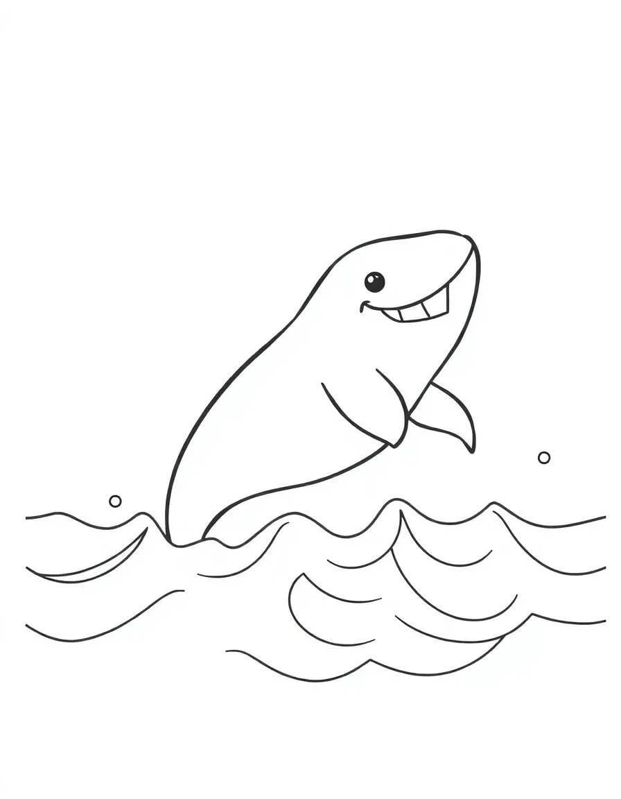 A happy whale jumping out of the ocean