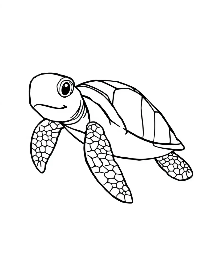 A happy turtle swimming in the sea