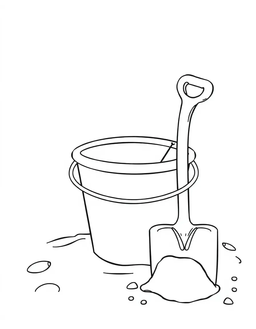 A bucket and shovel ready for sandcastles