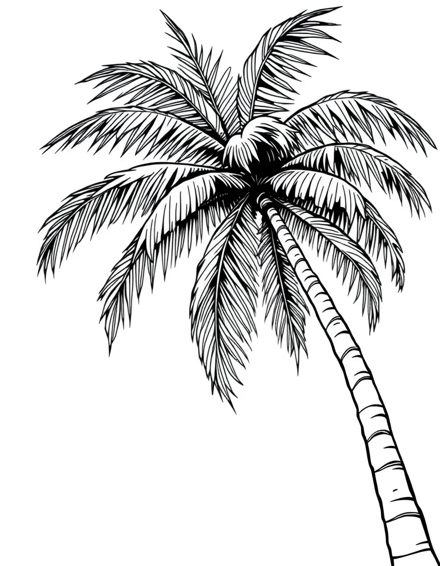 A palm tree swaying in the breeze
