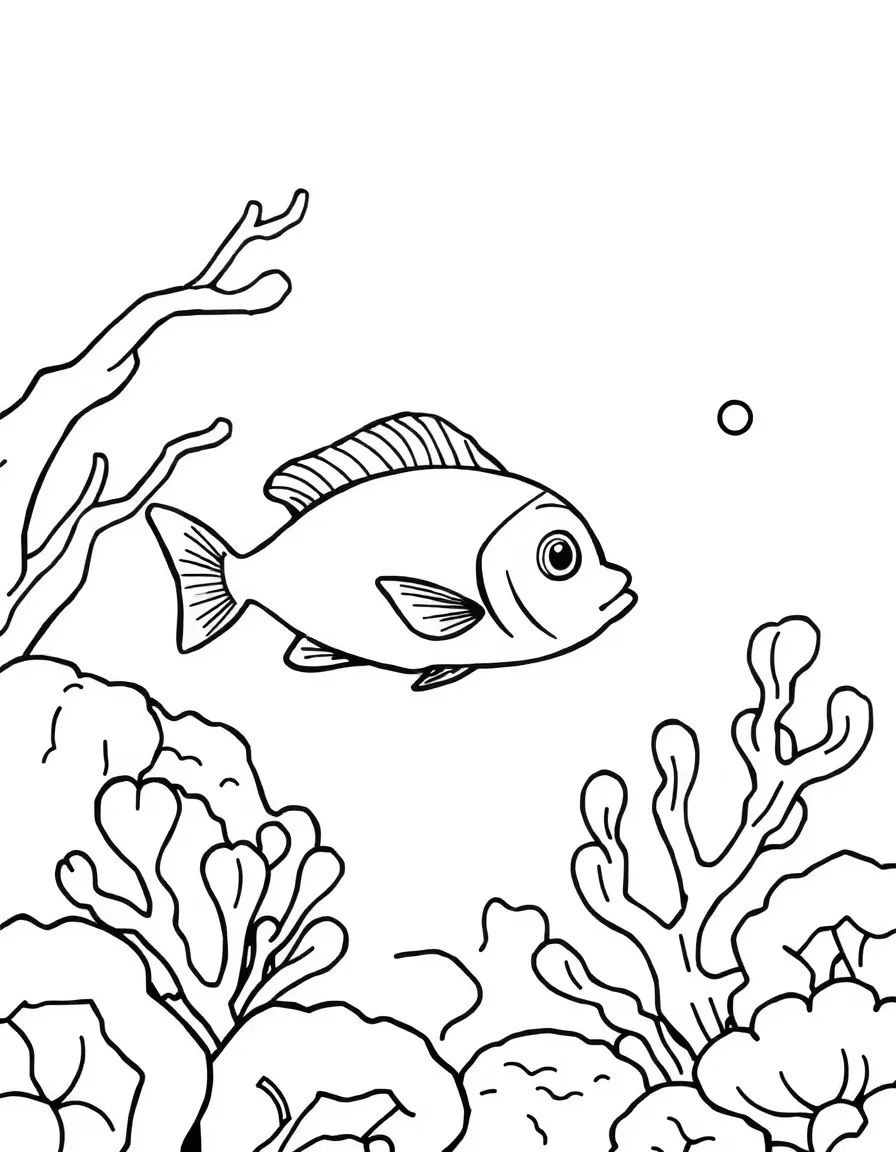 A little fish swimming around coral