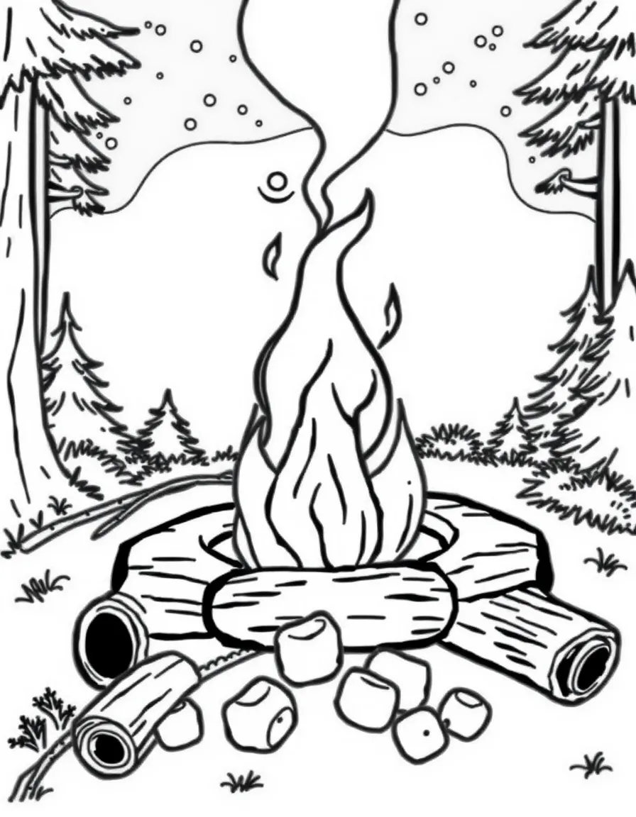 A campfire with marshmallows roasting
