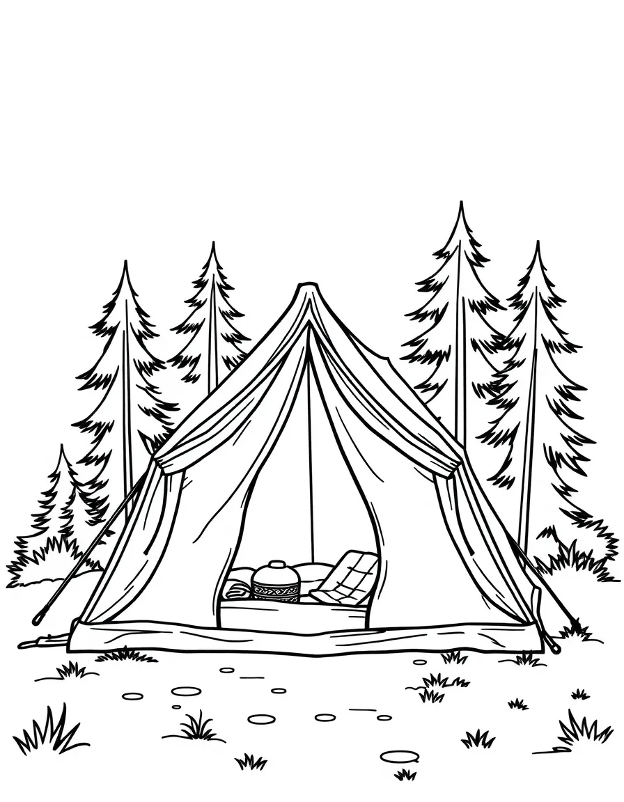 A tent set up for camping