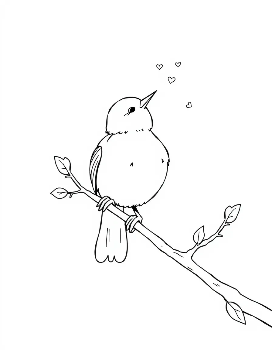 A little bird singing on a branch