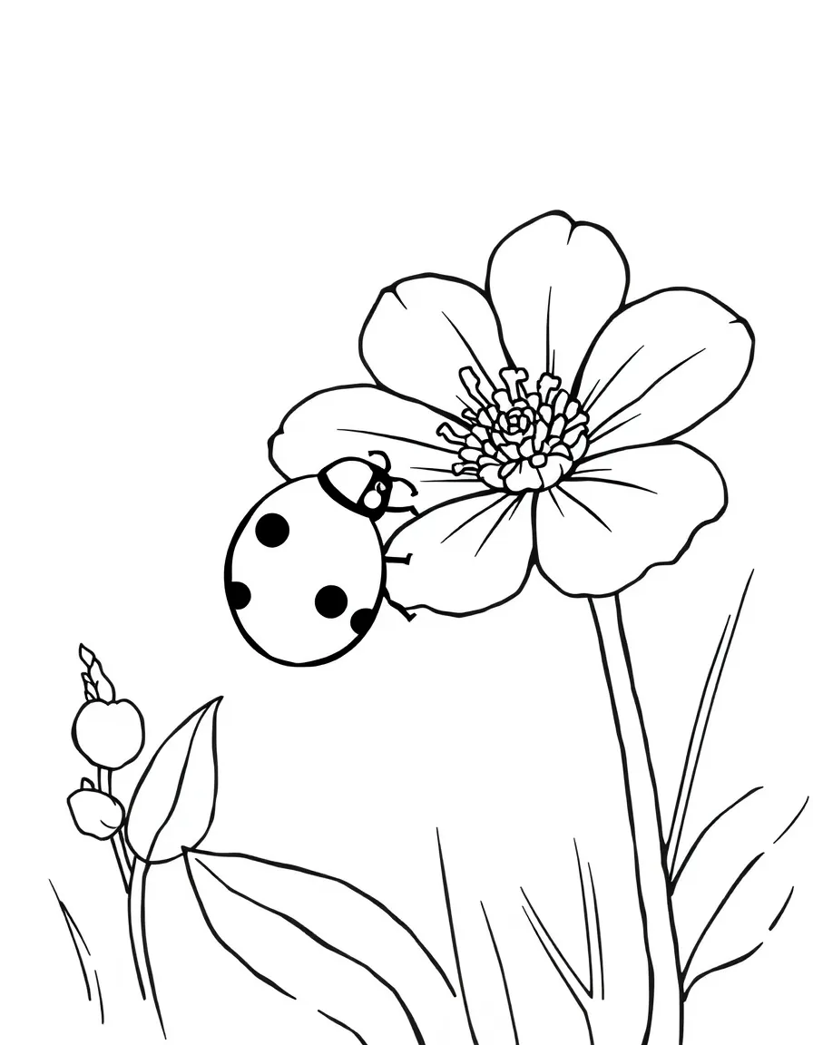 A ladybug crawling on a flower
