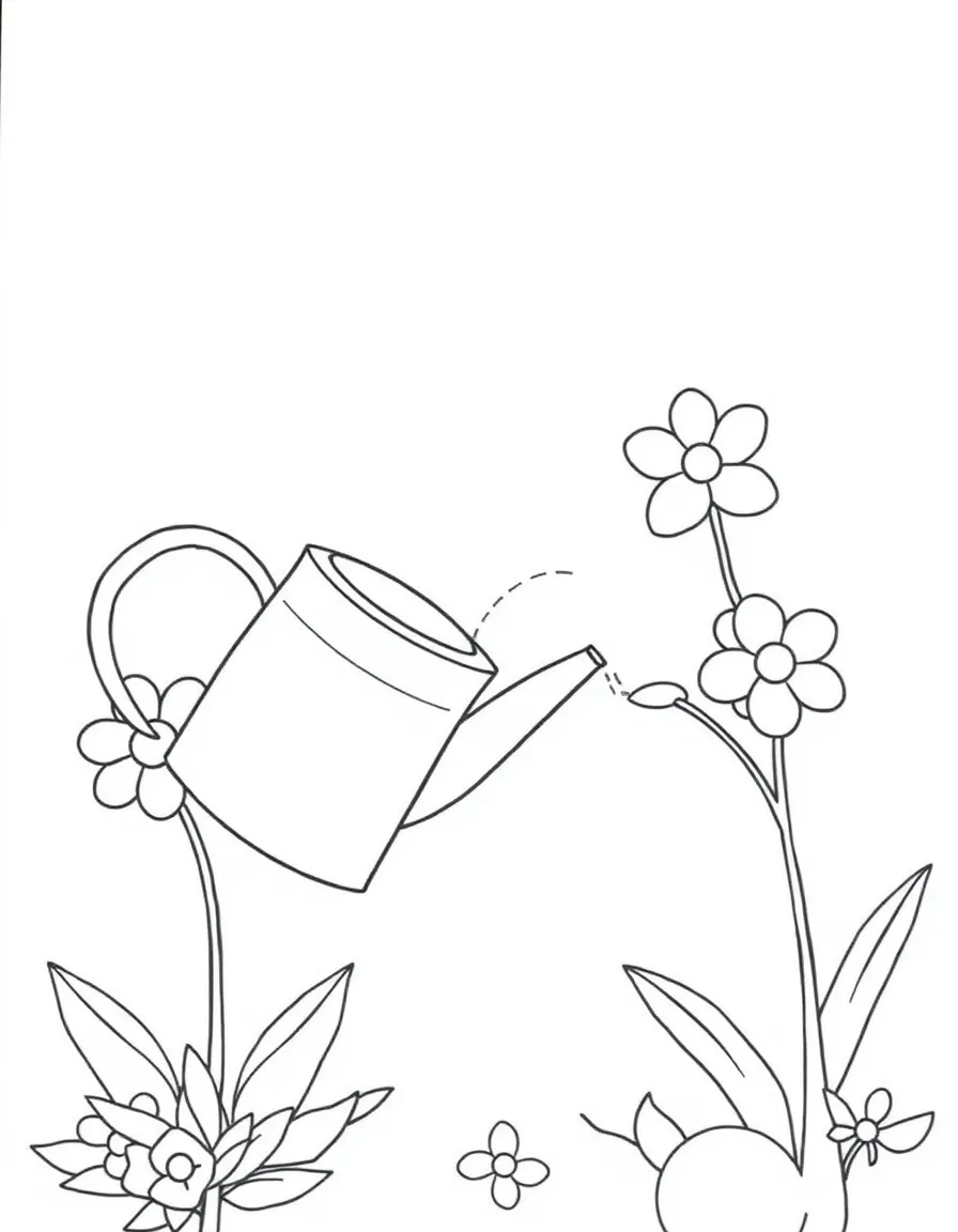 A watering can watering flowers