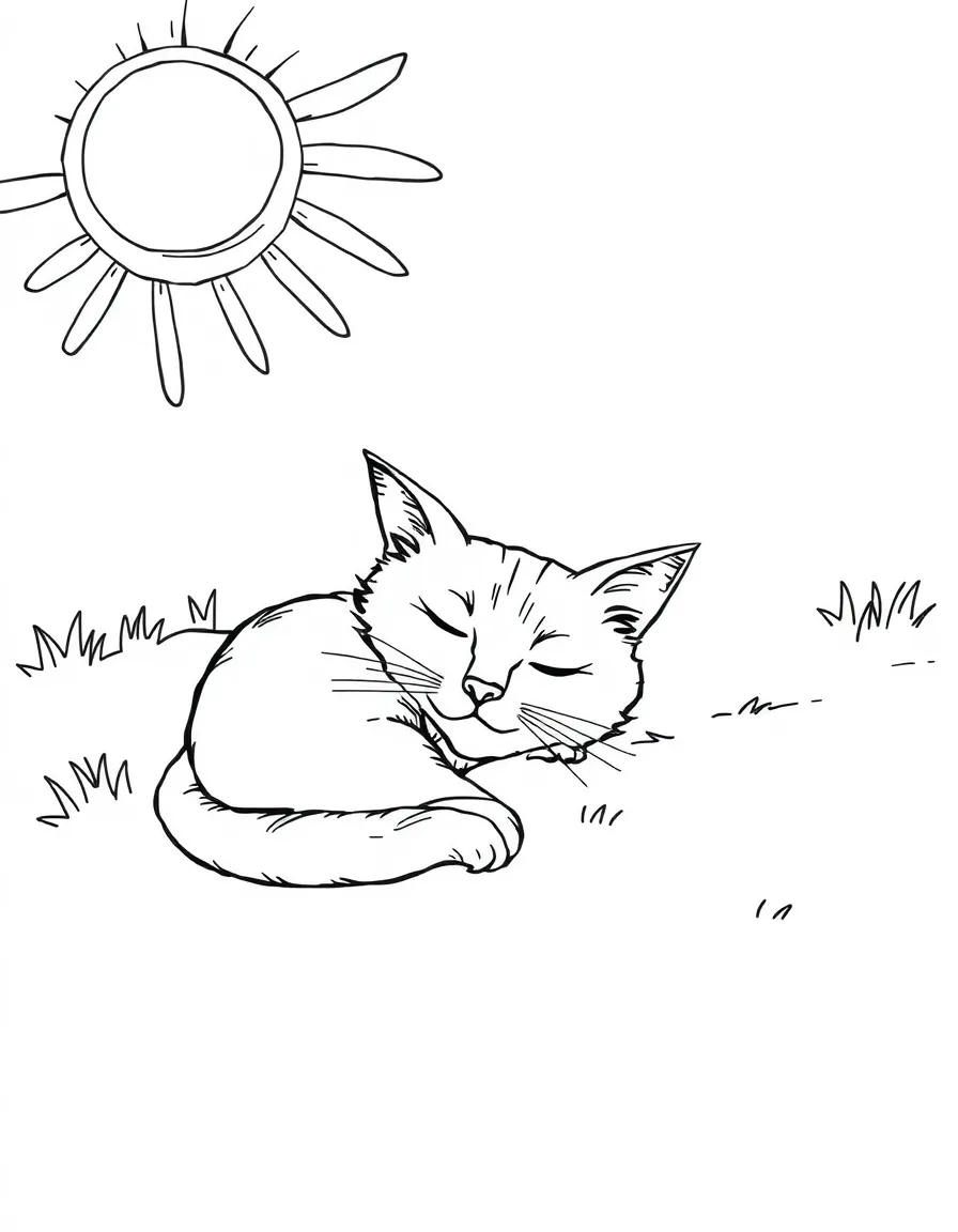 A cat napping in the sun