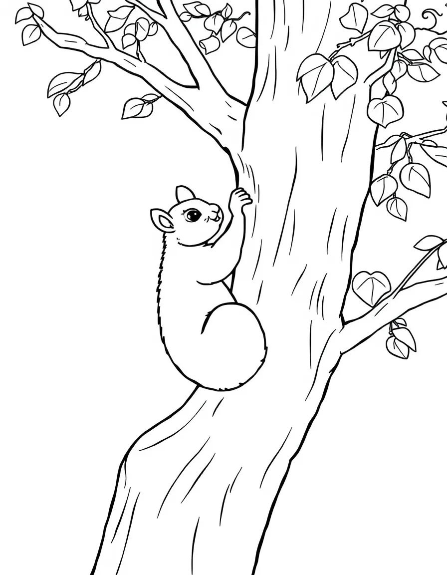 A squirrel climbing a tree