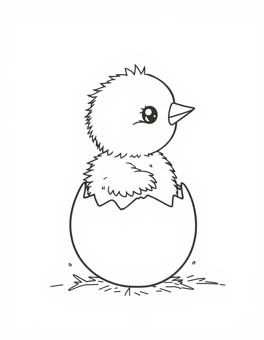 A little chick hatching from an egg