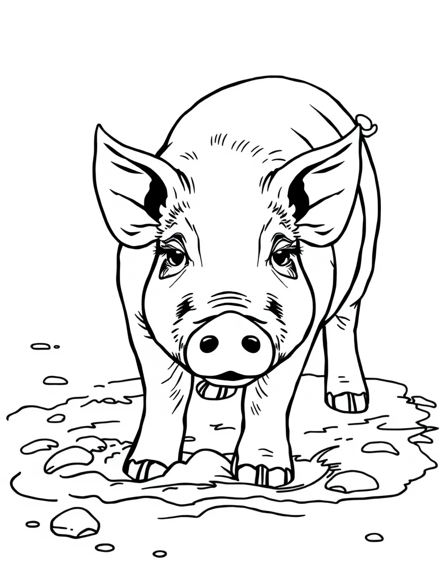 A pig wallowing in mud