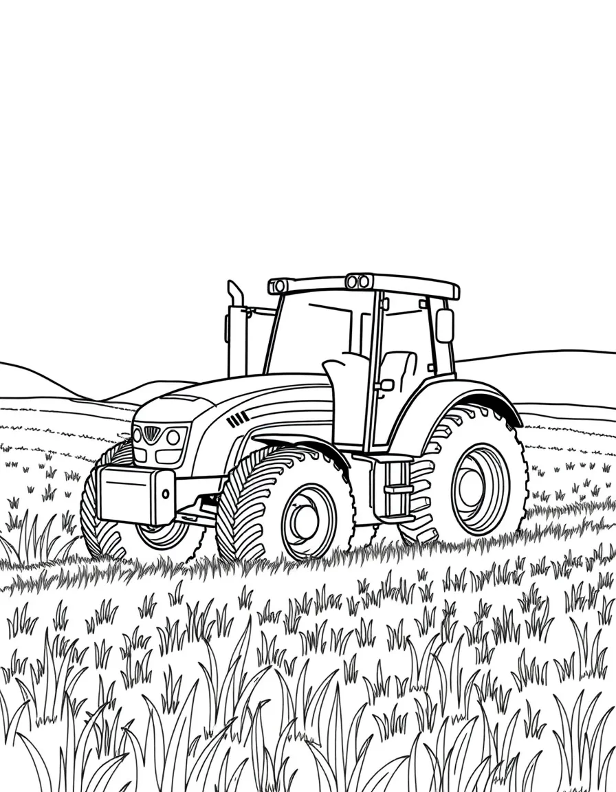 A tractor driving through a field
