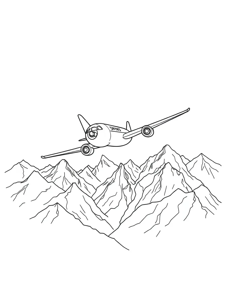 A plane flying over mountains