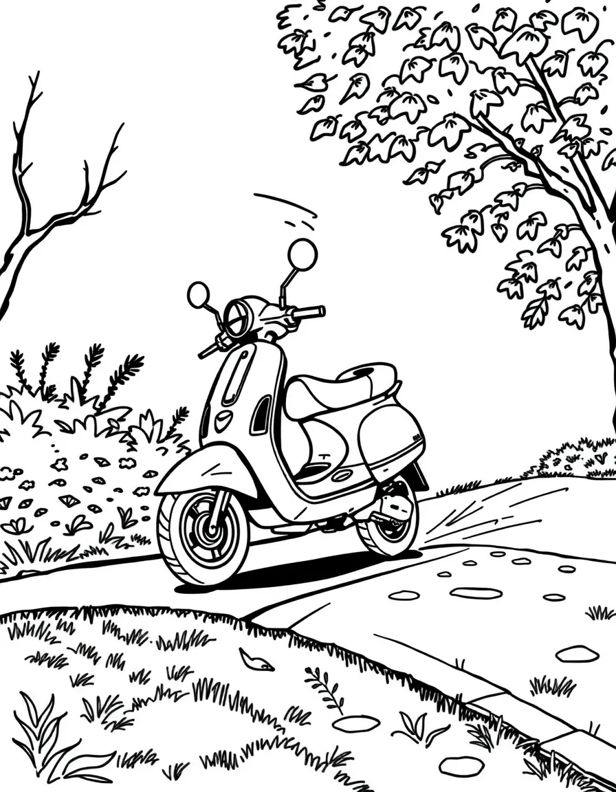 A scooter zipping down a path