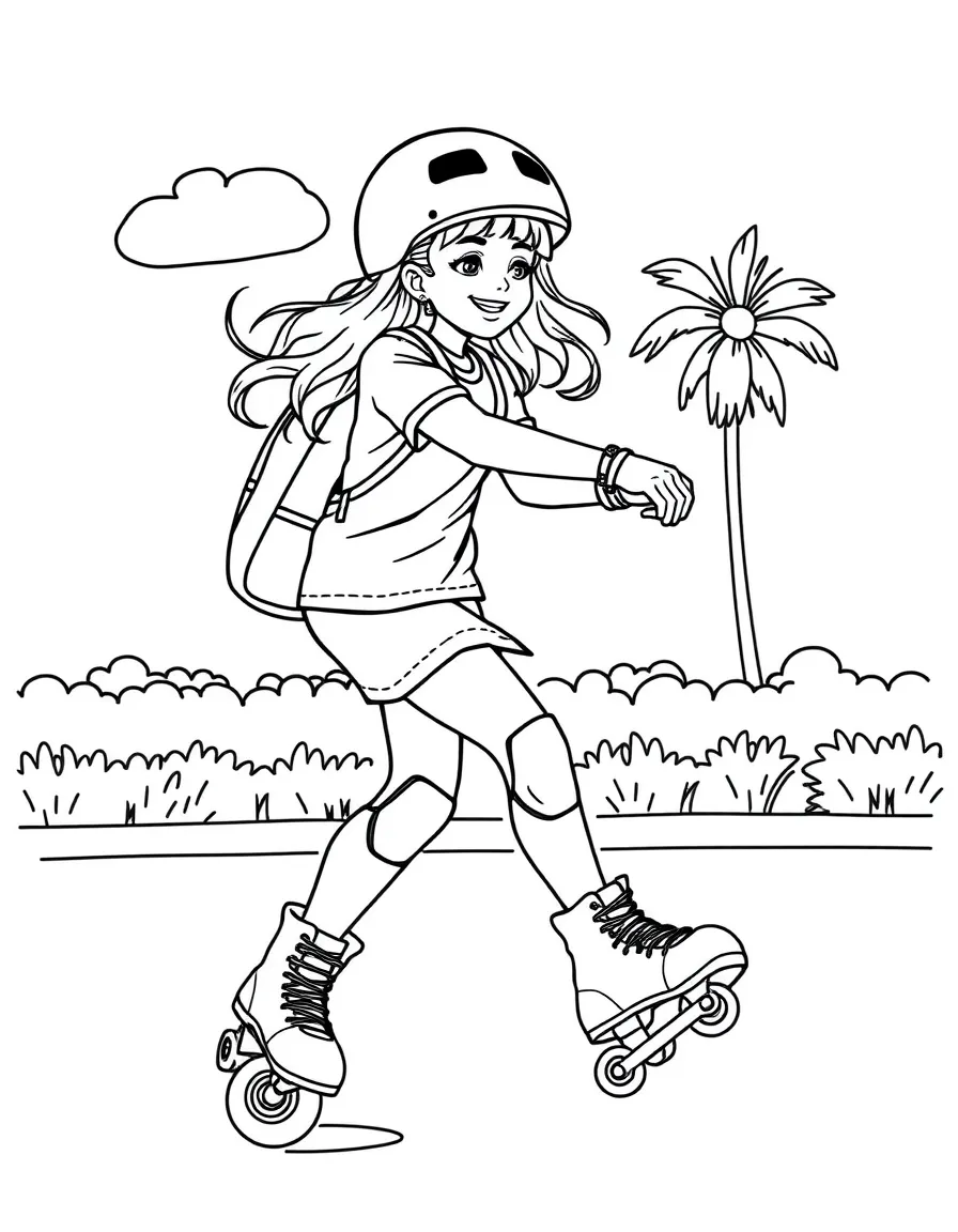 A roller skater enjoying the day