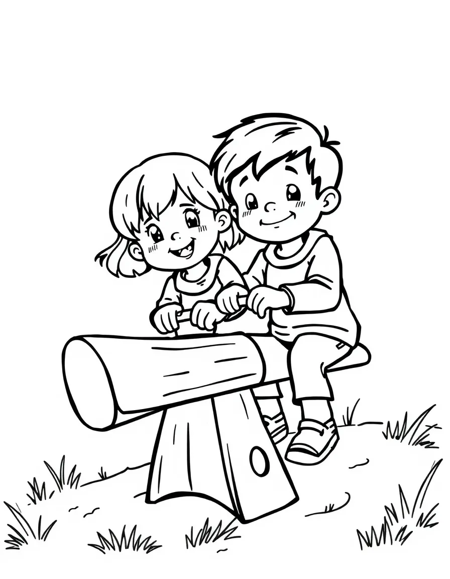 A seesaw with two kids