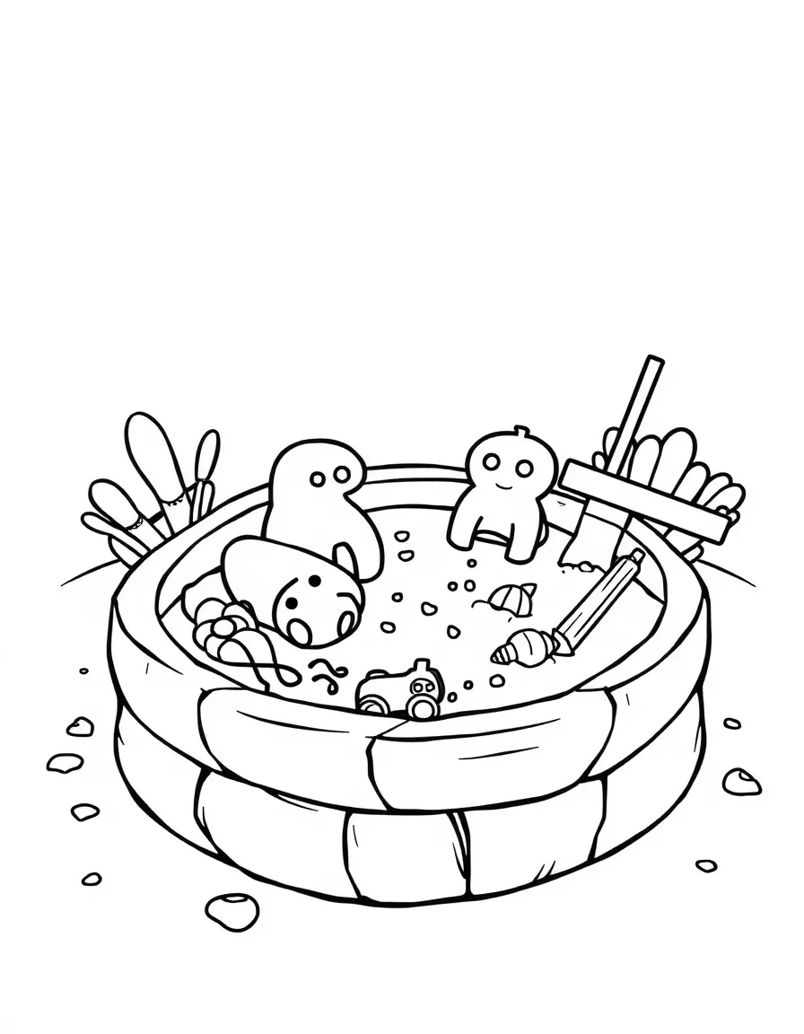 A sandbox with toys