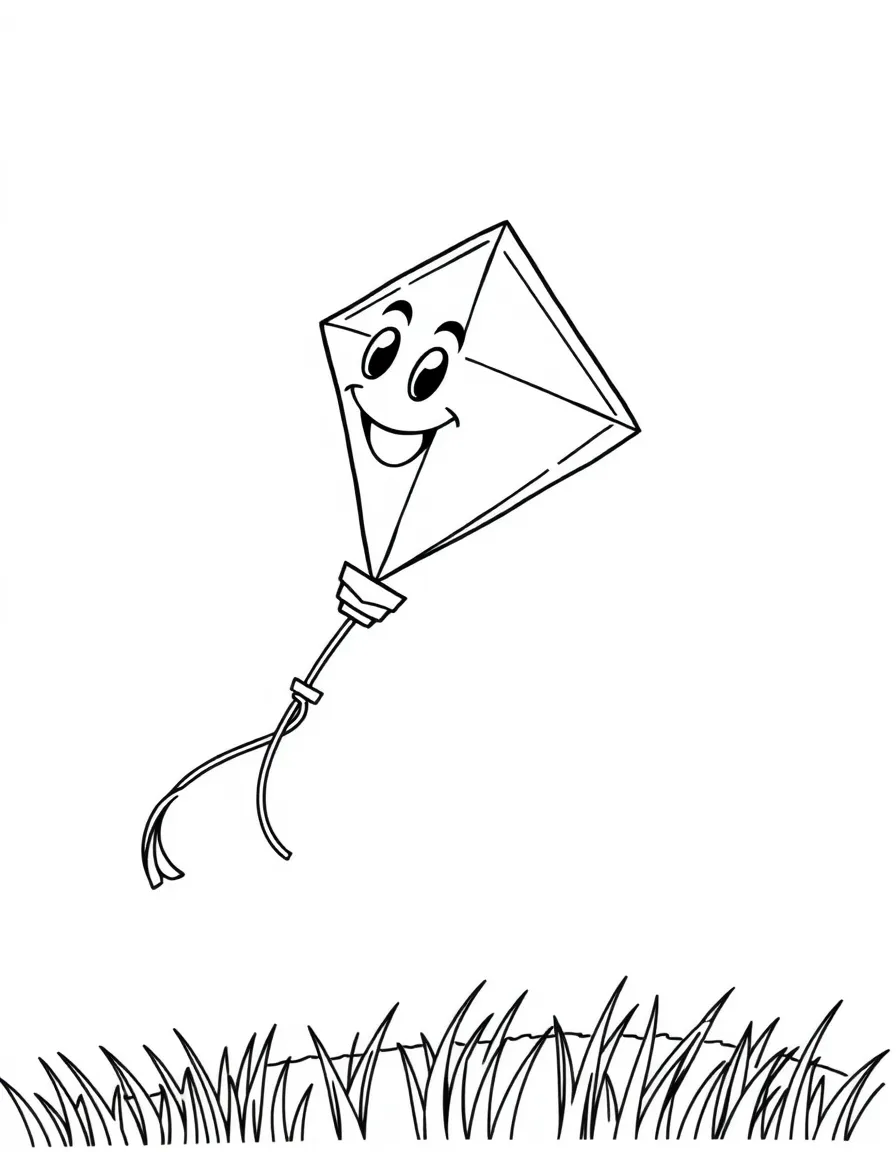 A happy kite flying in the wind