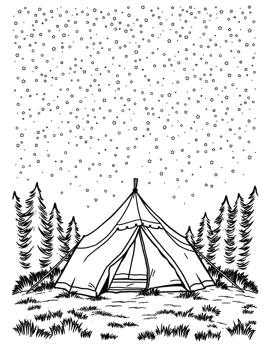 A tent under a starry sky