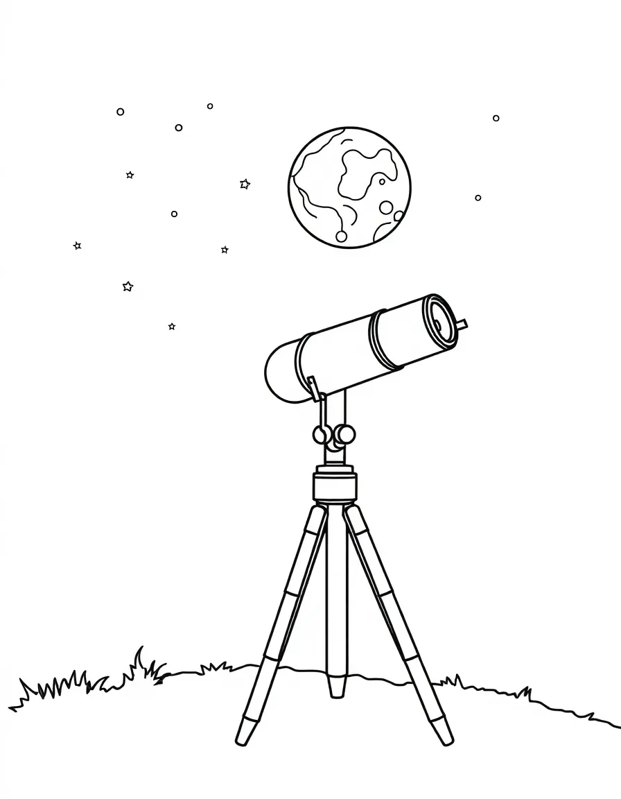 A telescope looking at the moon