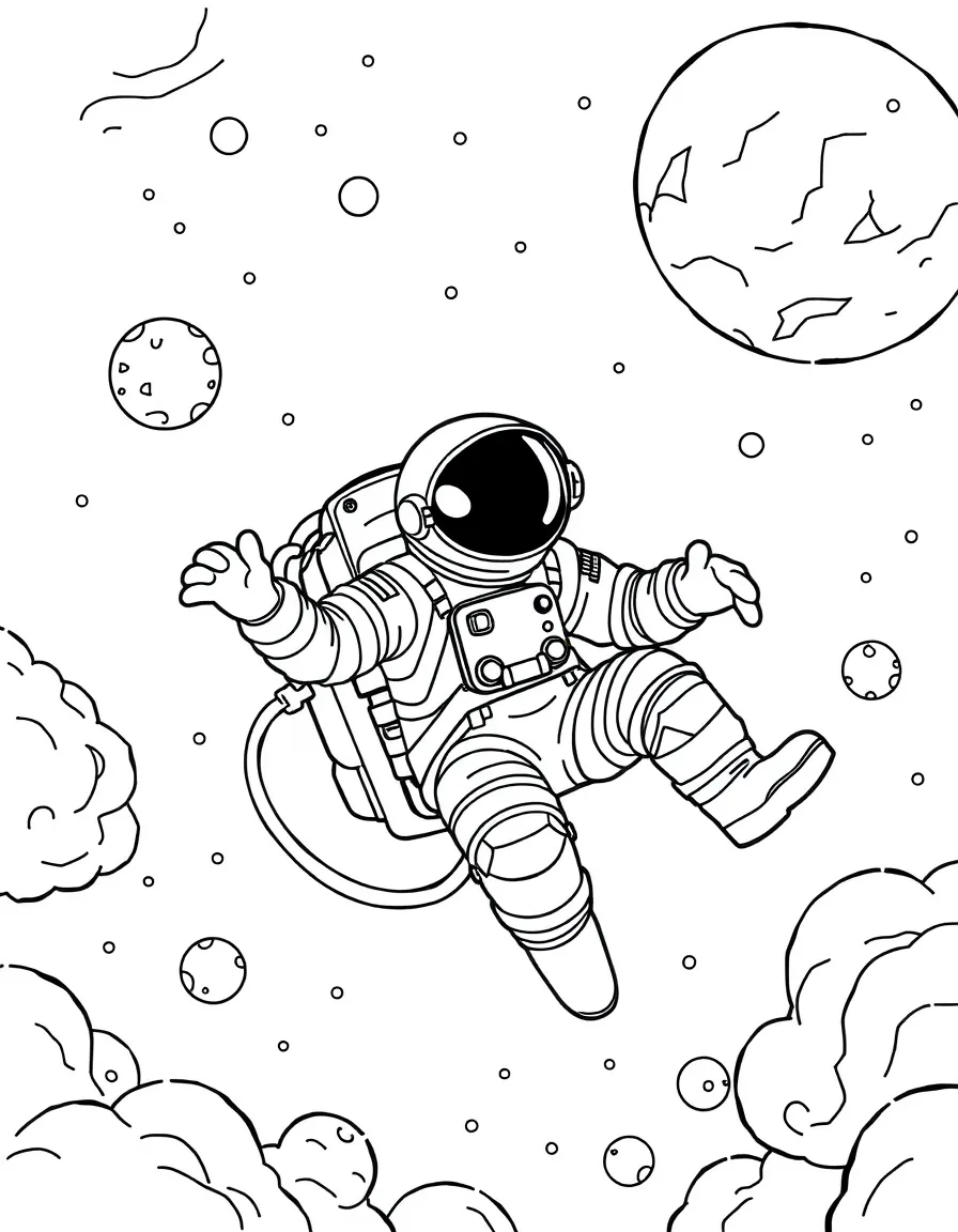 An astronaut floating in space