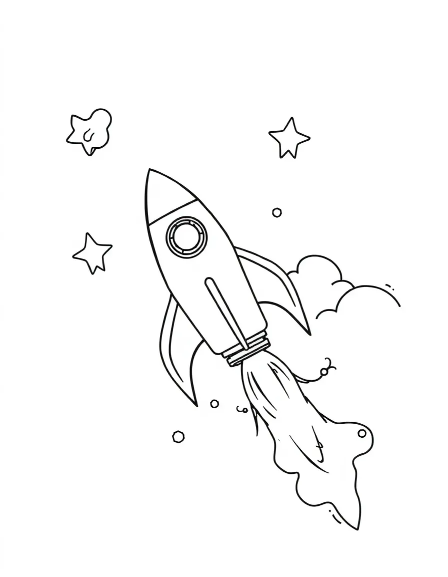 A rocket ship blasting off