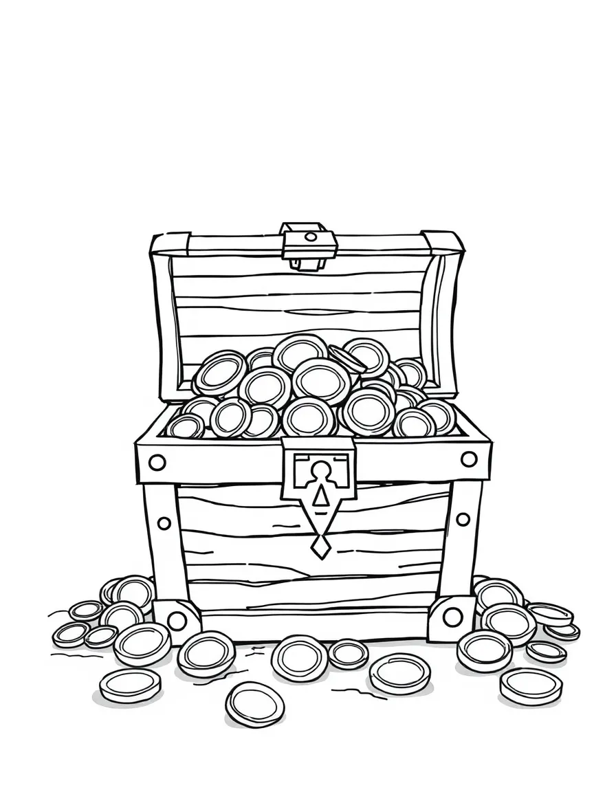A treasure chest filled with gold coins