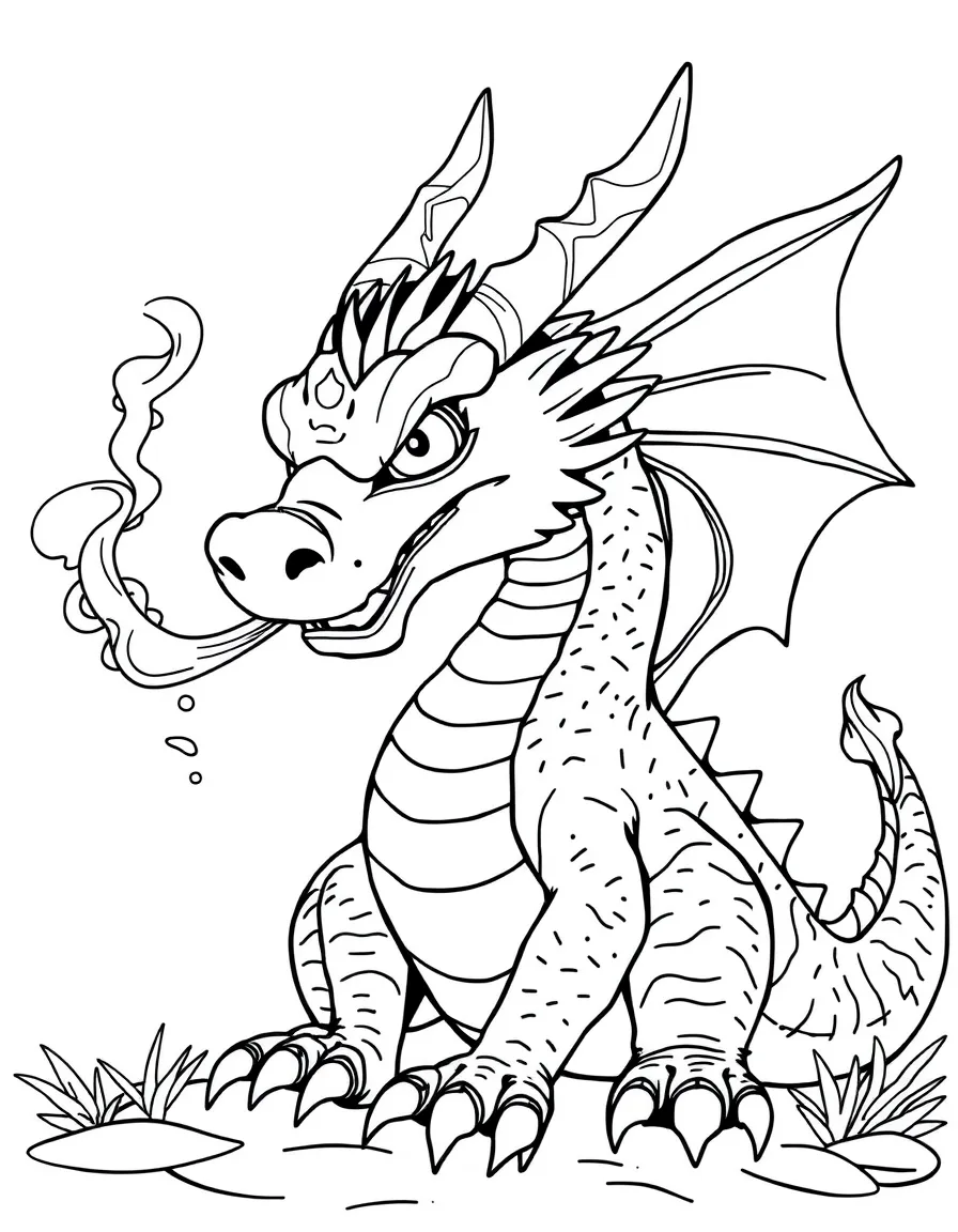 A dragon breathing friendly smoke