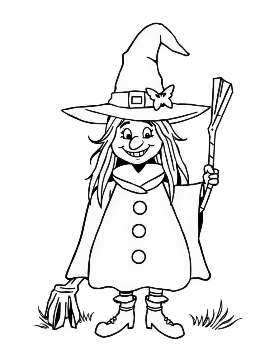 A witch with a friendly grin