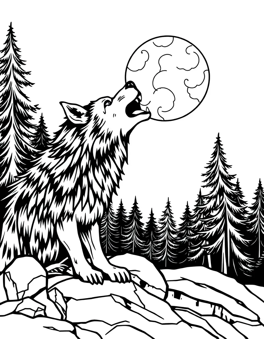 A werewolf howling at the moon