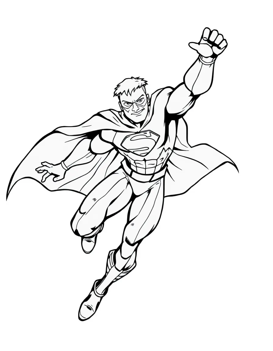 A superhero flying through the air