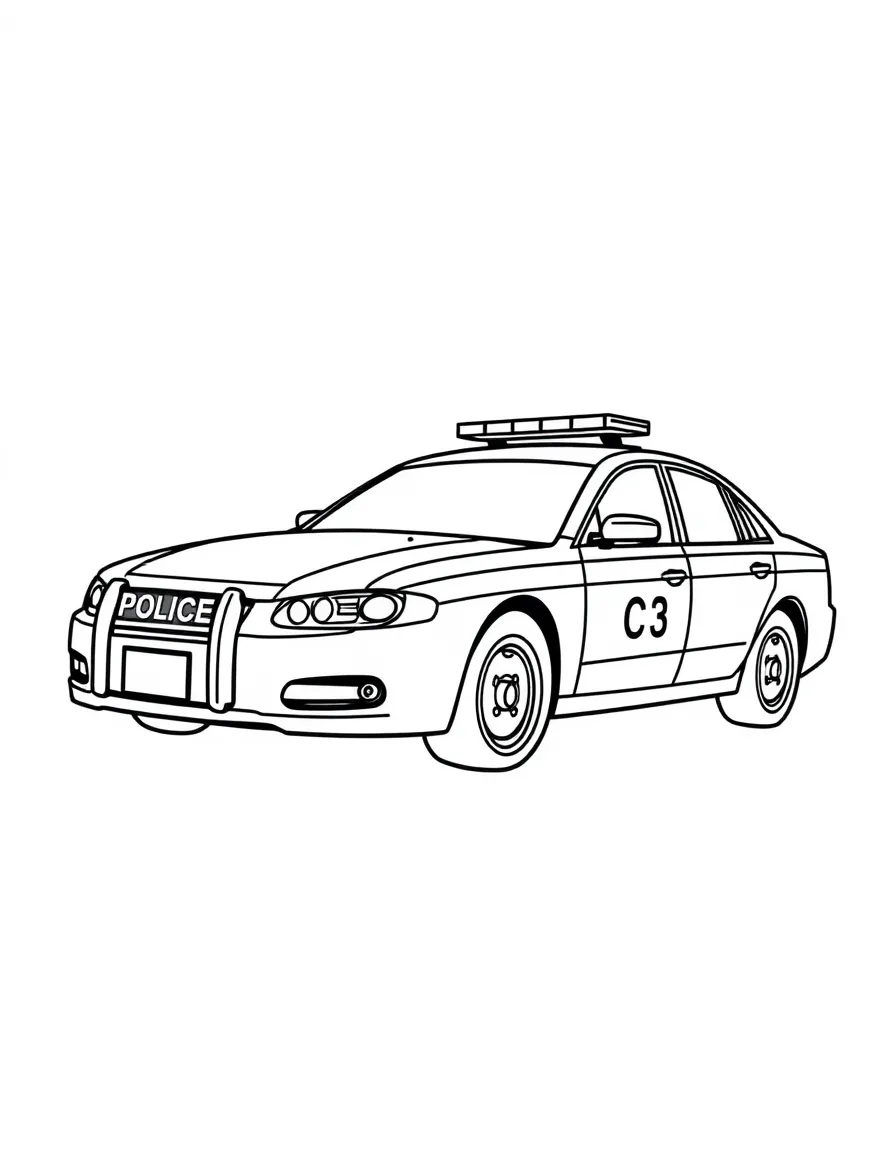 A police car with flashing lights