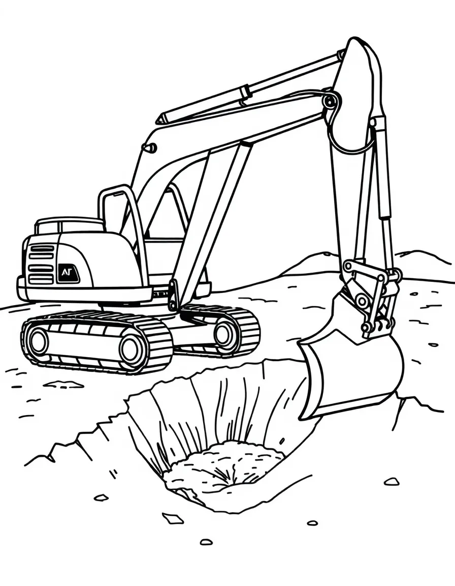 An excavator digging a hole